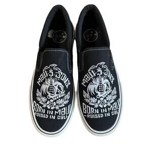 Maui and Sons Mens Size 9 Shoes Slip On Canvas Skull Born in Maui Raised in Cali